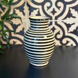 Striped black Kasbah curved artisanal vase