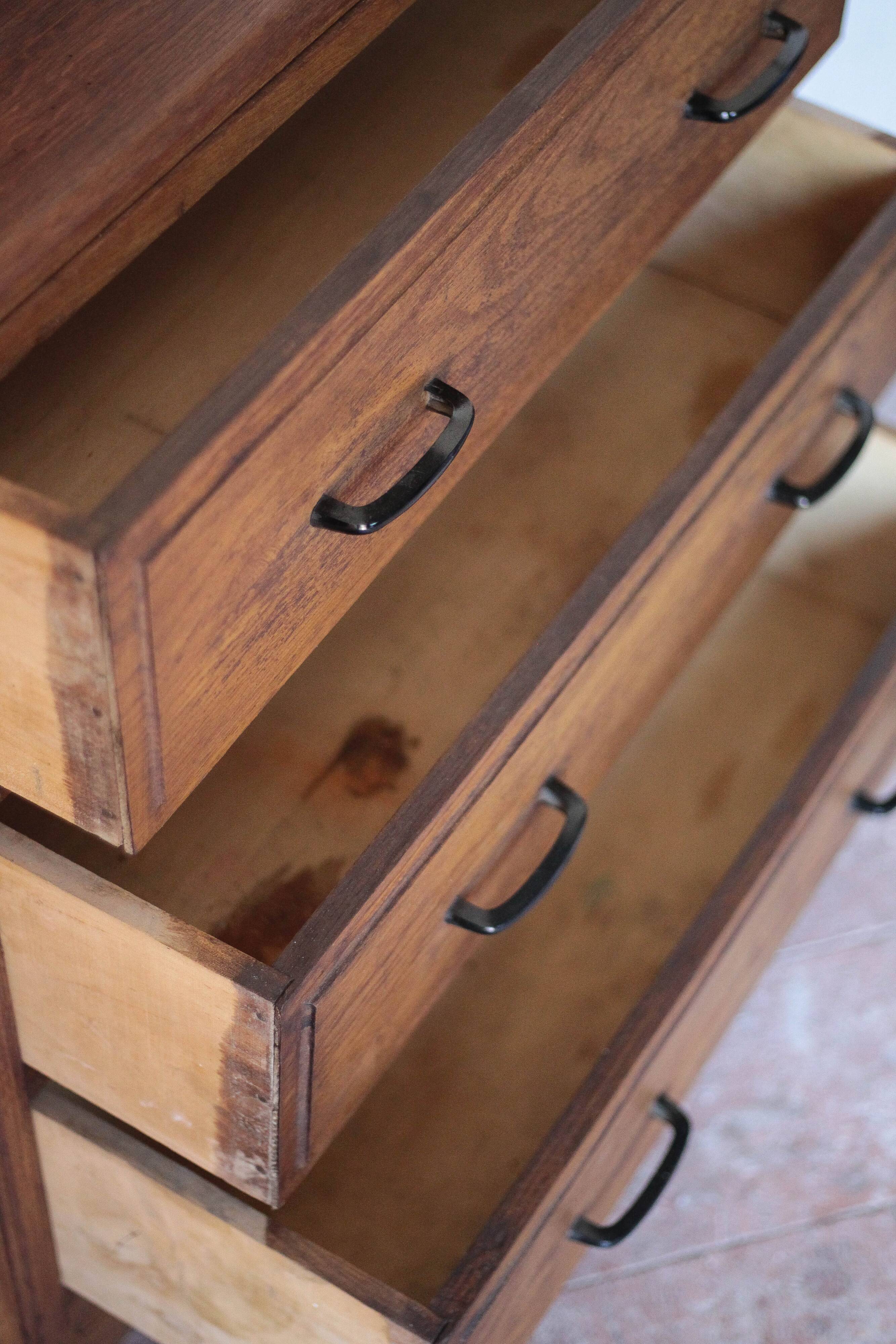 Commode bois 3 tiroirs, meuble de rangement, meuble ancien, art déco
