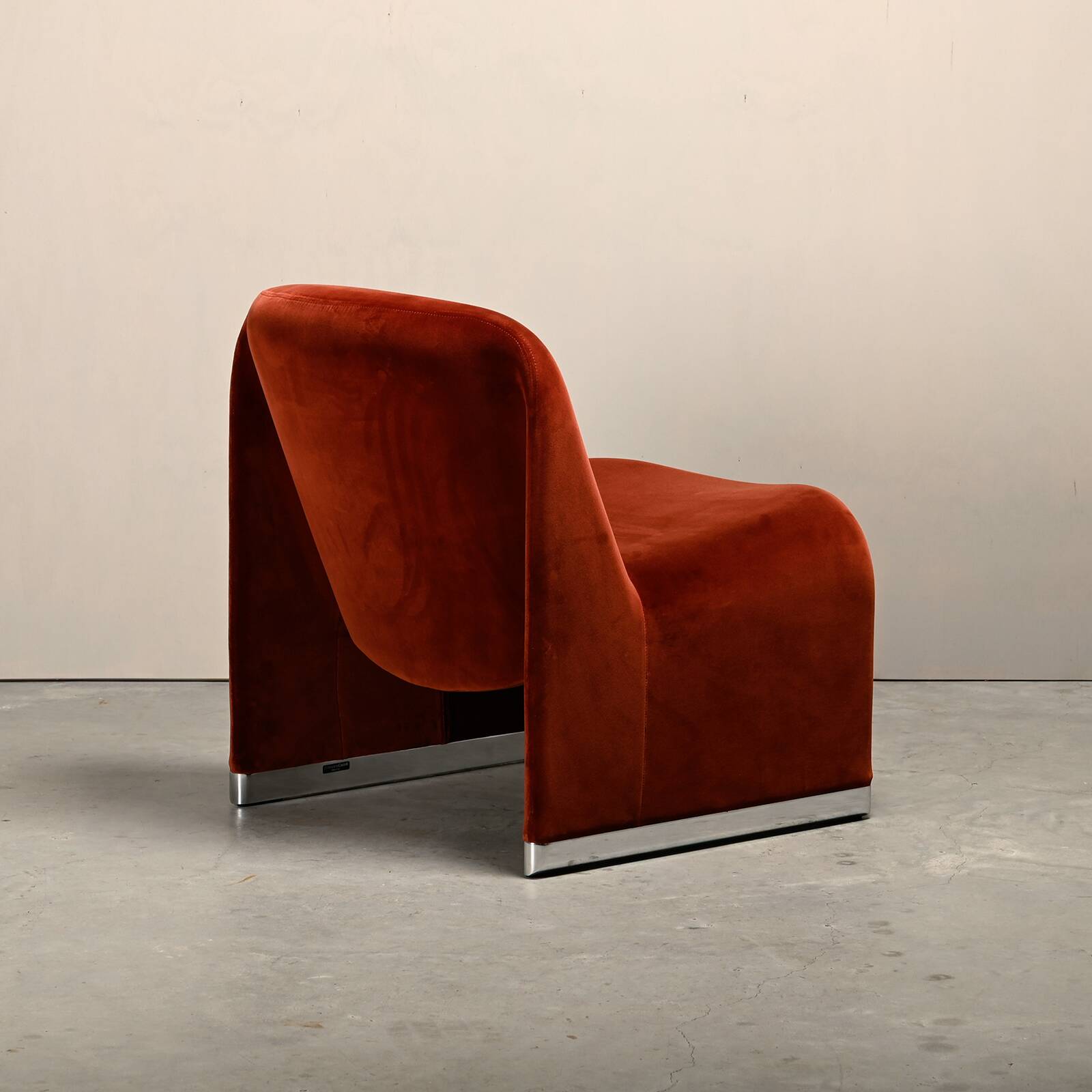Giancarlo Piretti Alky Lounge Chair in Rust Velvet for Anonima Castelli,