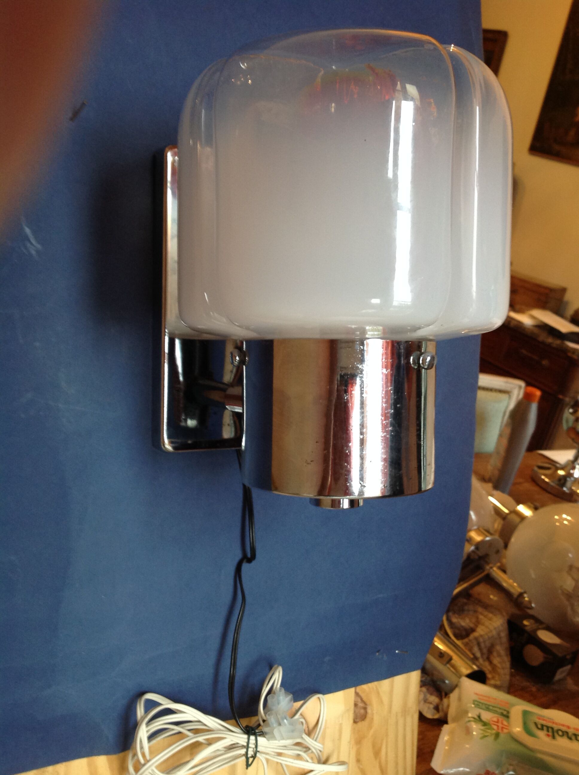 Chrome wall light with globe in Murano, year 70