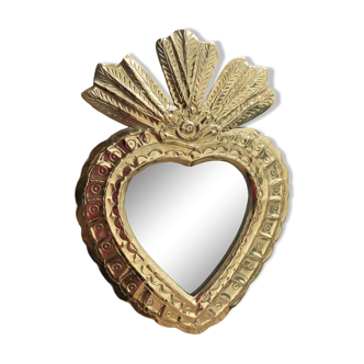 Miroir coeur en laiton type ex-voto kalbi