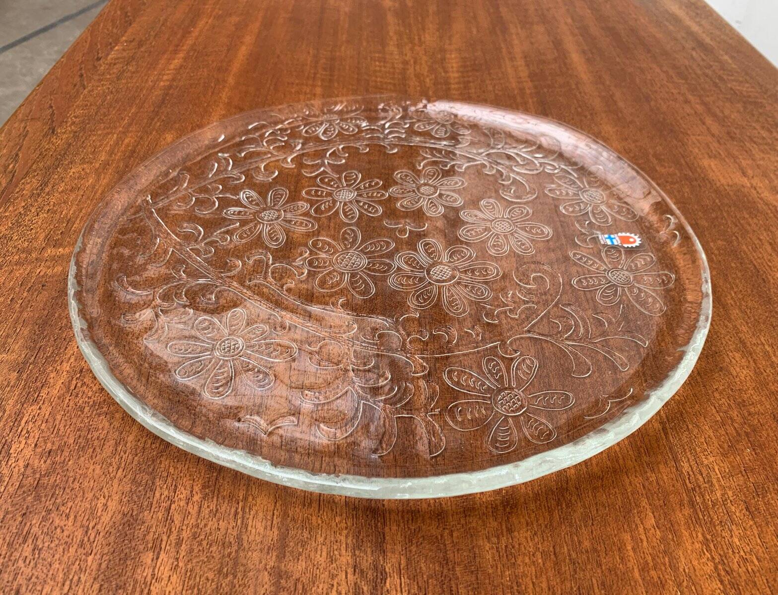 Large Finnish glass plate from the mid-century by Humppila.