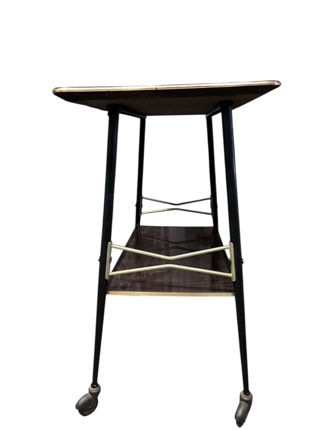 Dark wood serving trolley, 1950