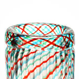 Ribbed Murano glass vase with half filigree decoration