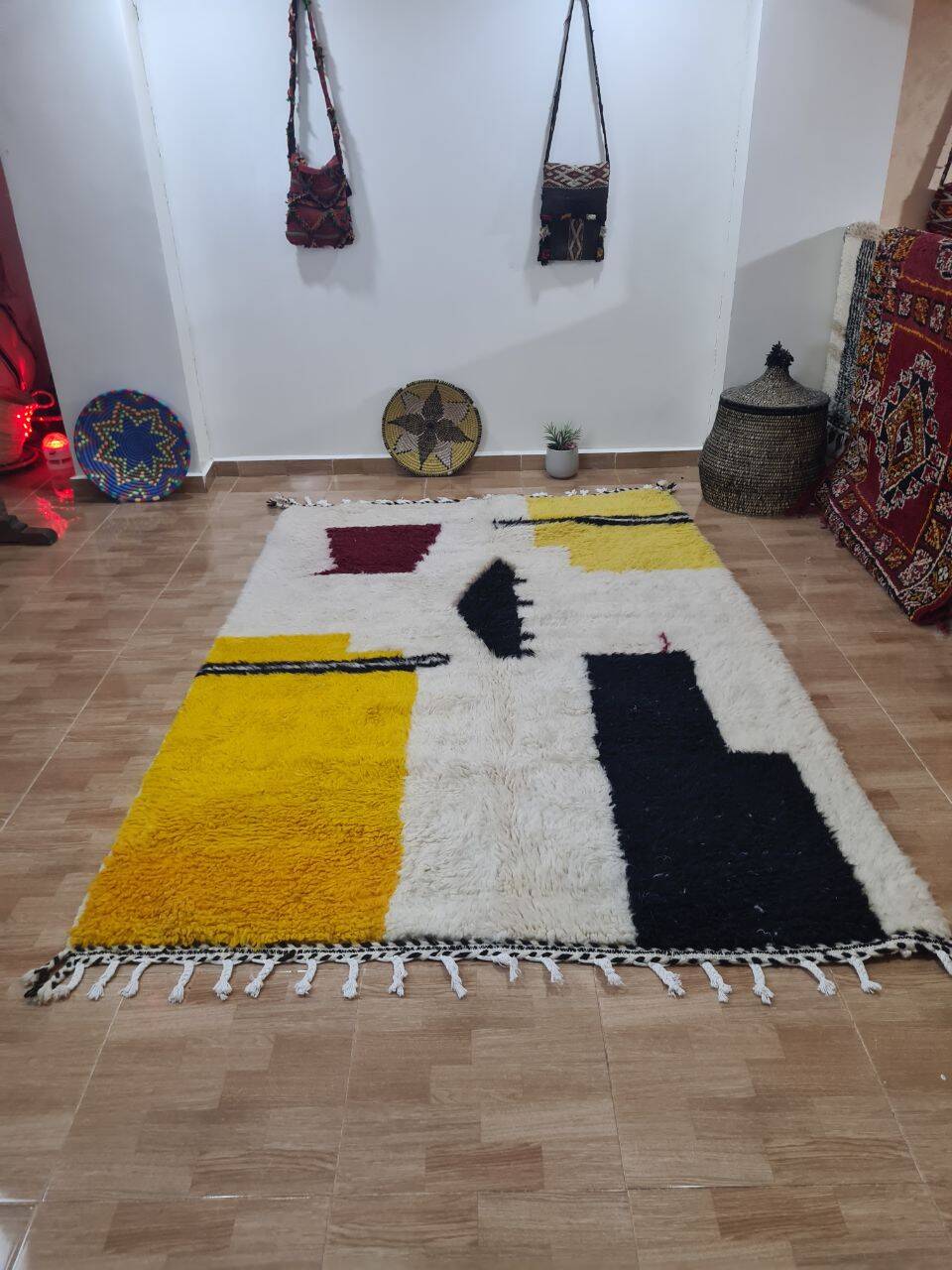 Handmade wool Berber rug 250x150 cm
