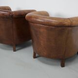 Vintage Dutch cognac coloured leather club chair, set of 2