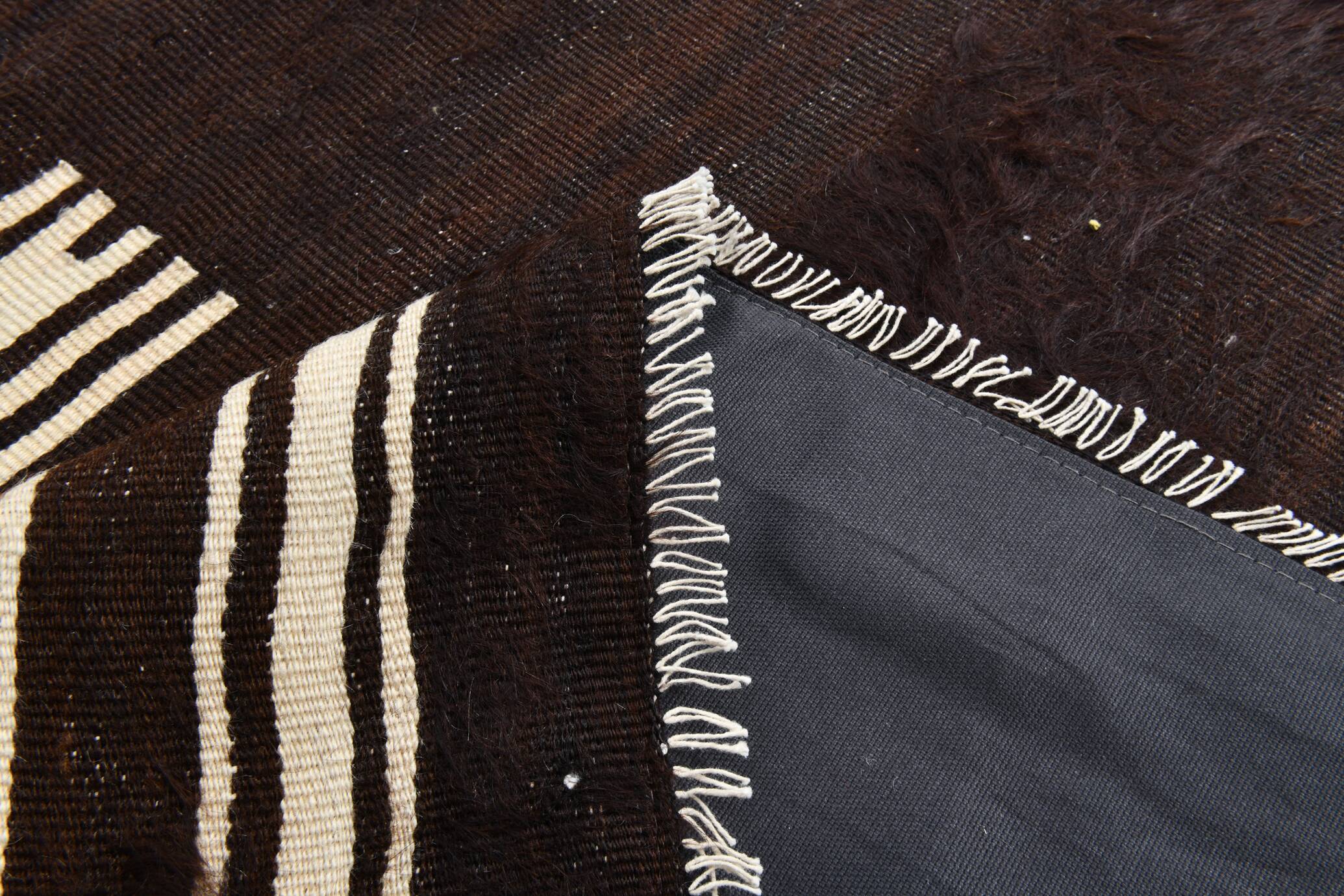 Dark Brown Beige Aesthetic Vintage Rug, 135x165Cm