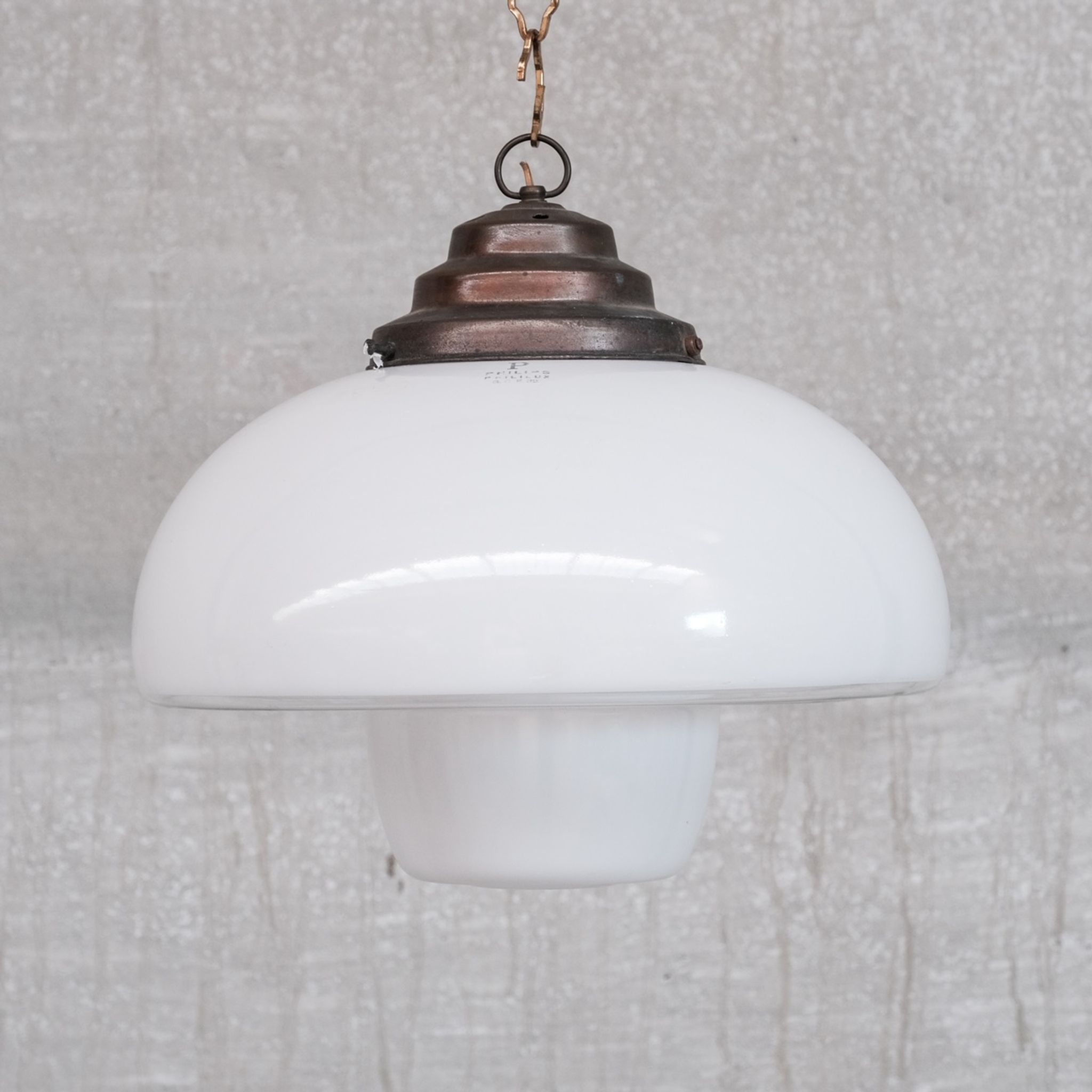 Mid-century three tone glass philips pendant light