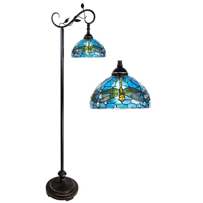 Lampadaire Tiffany rond Libellule bleu