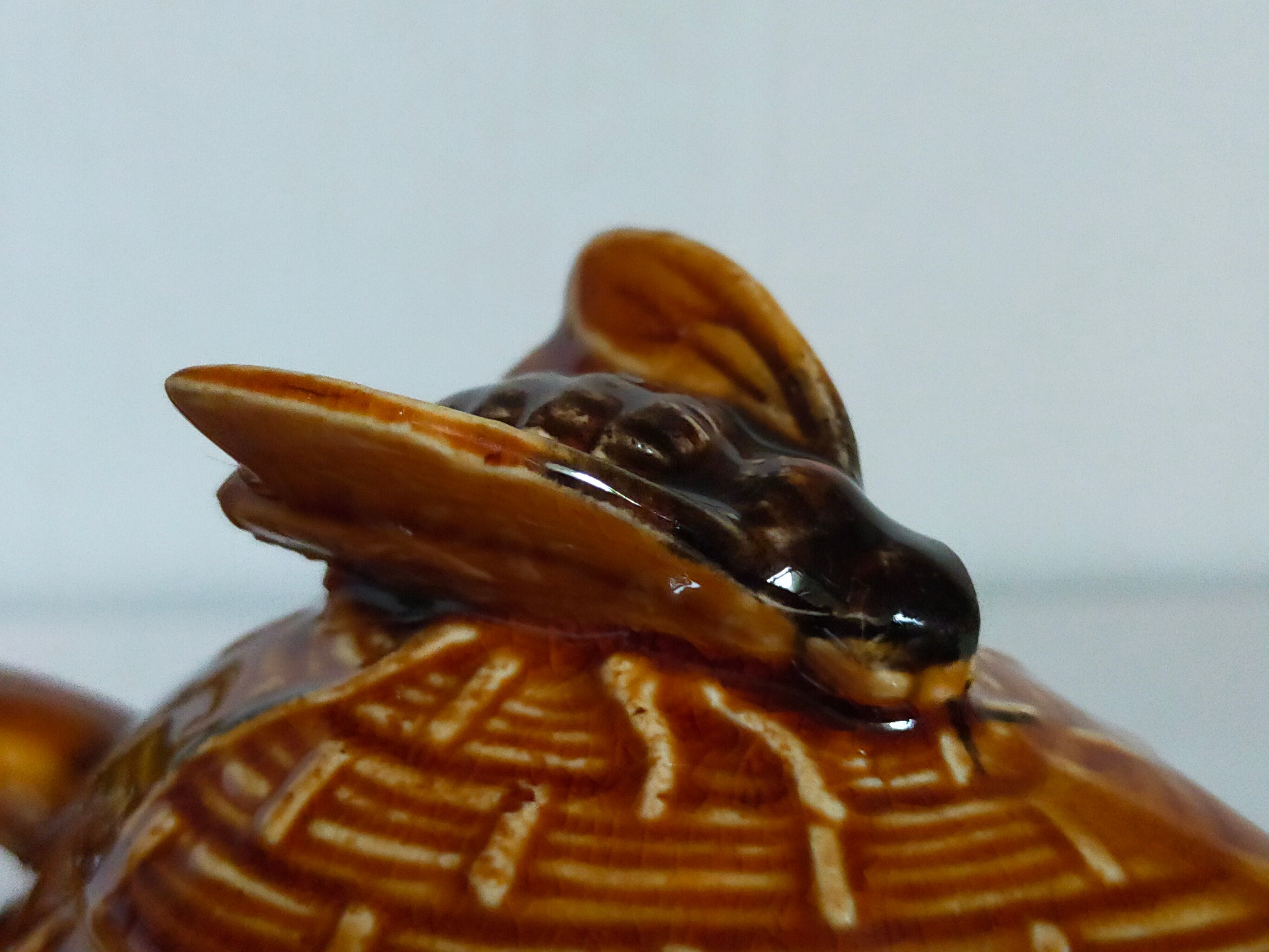 Set of old teapots and honey pot