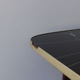 Folding table with black and gold painted glass, 1950