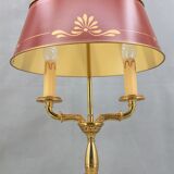 Empire style lamp two lights with oval lacquered lampshade "lucien gau"