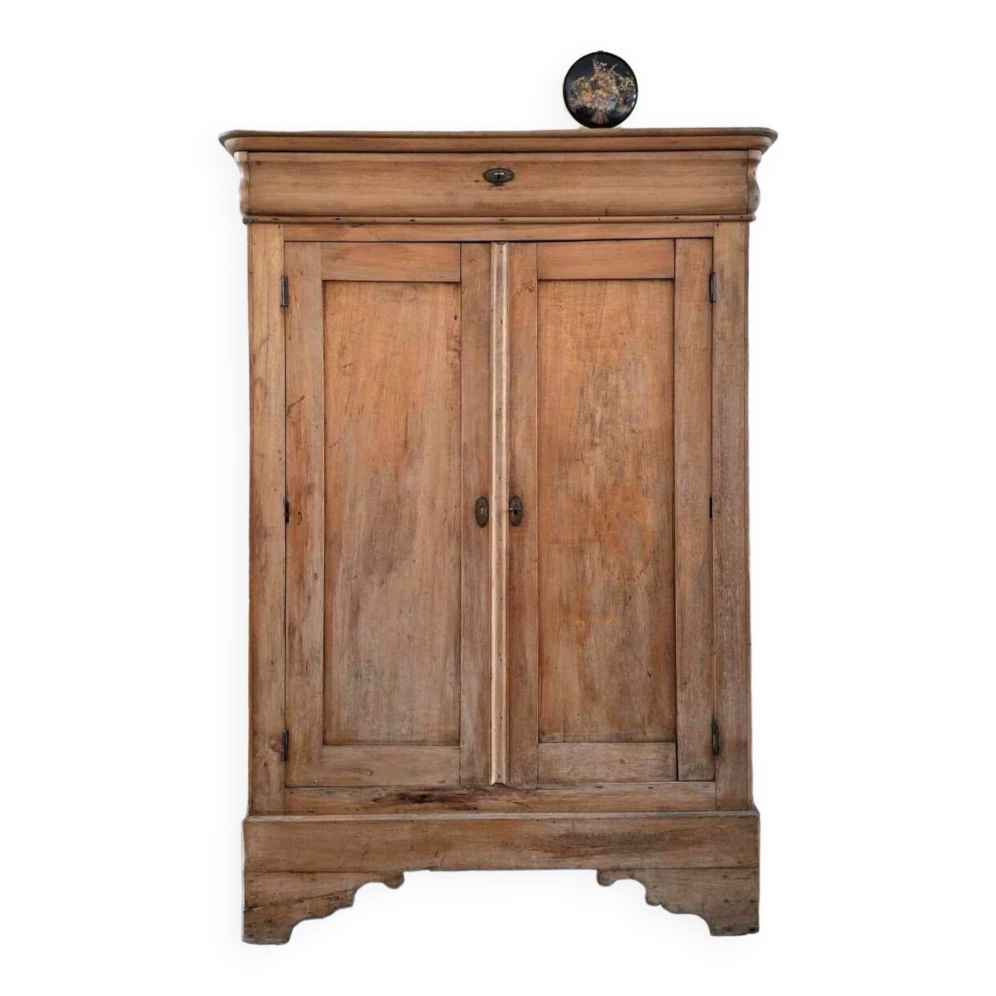 Large vintage linen cabinet, old Parisian buffet furniture, wardrobe