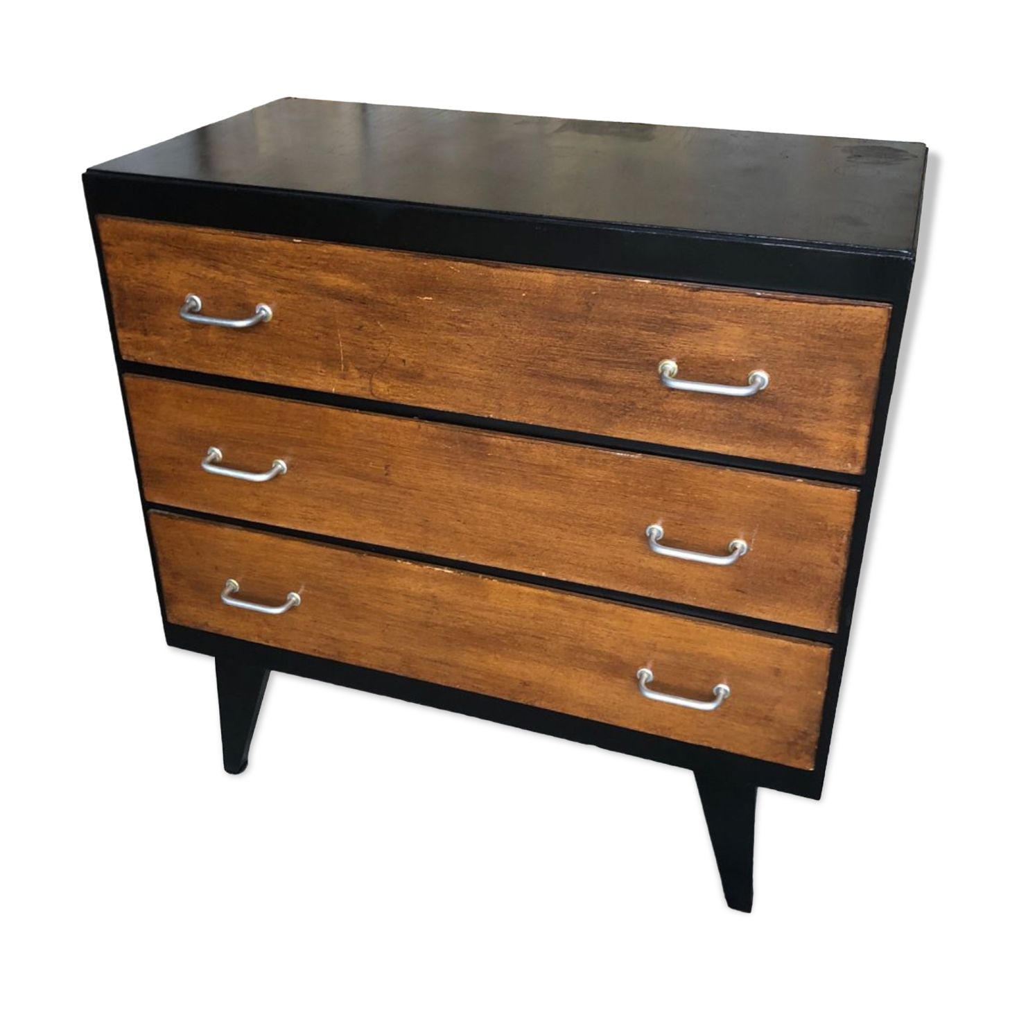 Black wood chest of drawers + 3 vintage black drawers #a143