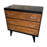 Commode bois noir + 3 tiroirs noirs vintage #a143