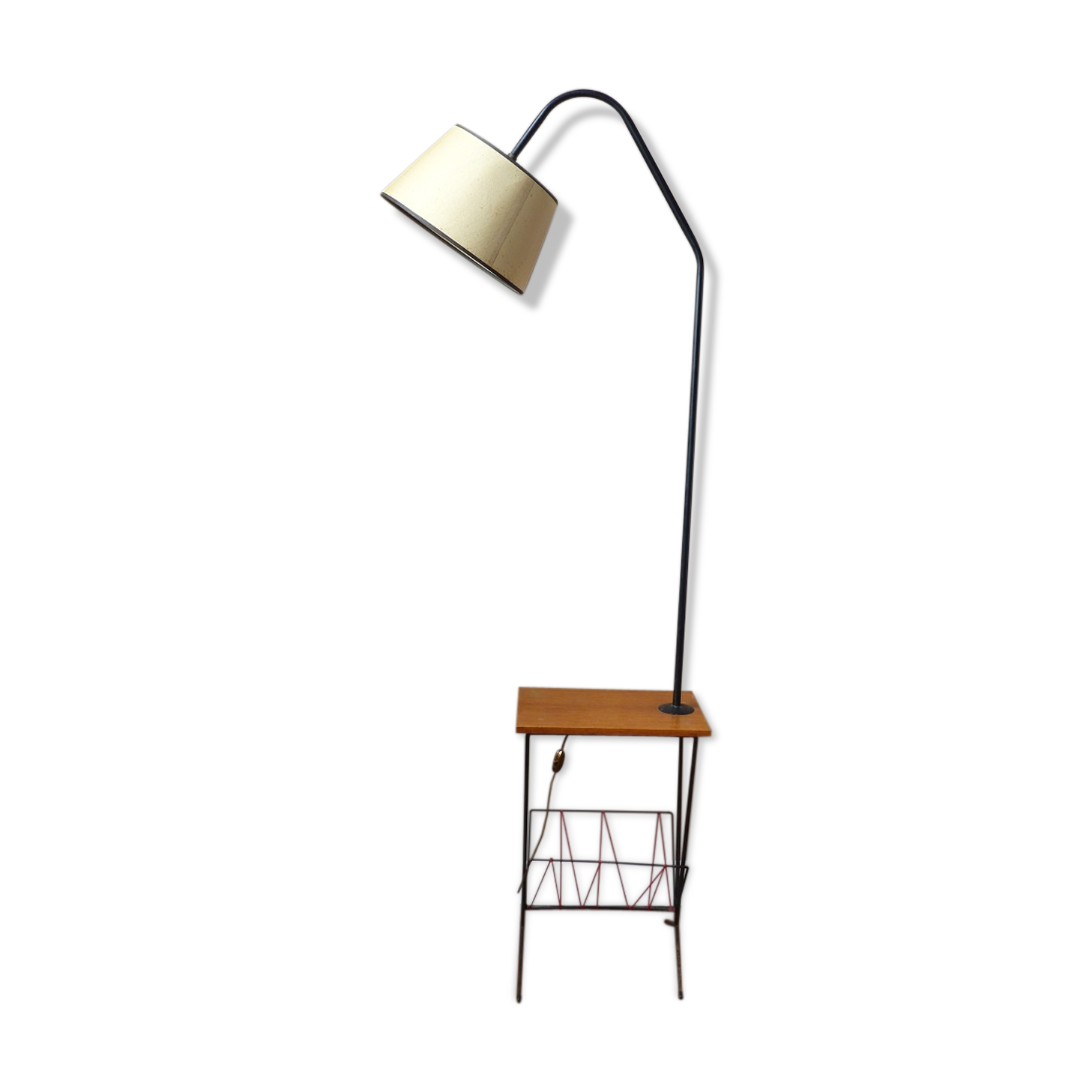 Floor lamp , scoubidou, and black painted metal