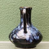 Blue flamed stoneware vase, Art Nouveau style, Reflex