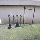 Old Black Wrought Iron Fireplace Servant - 4 Tools