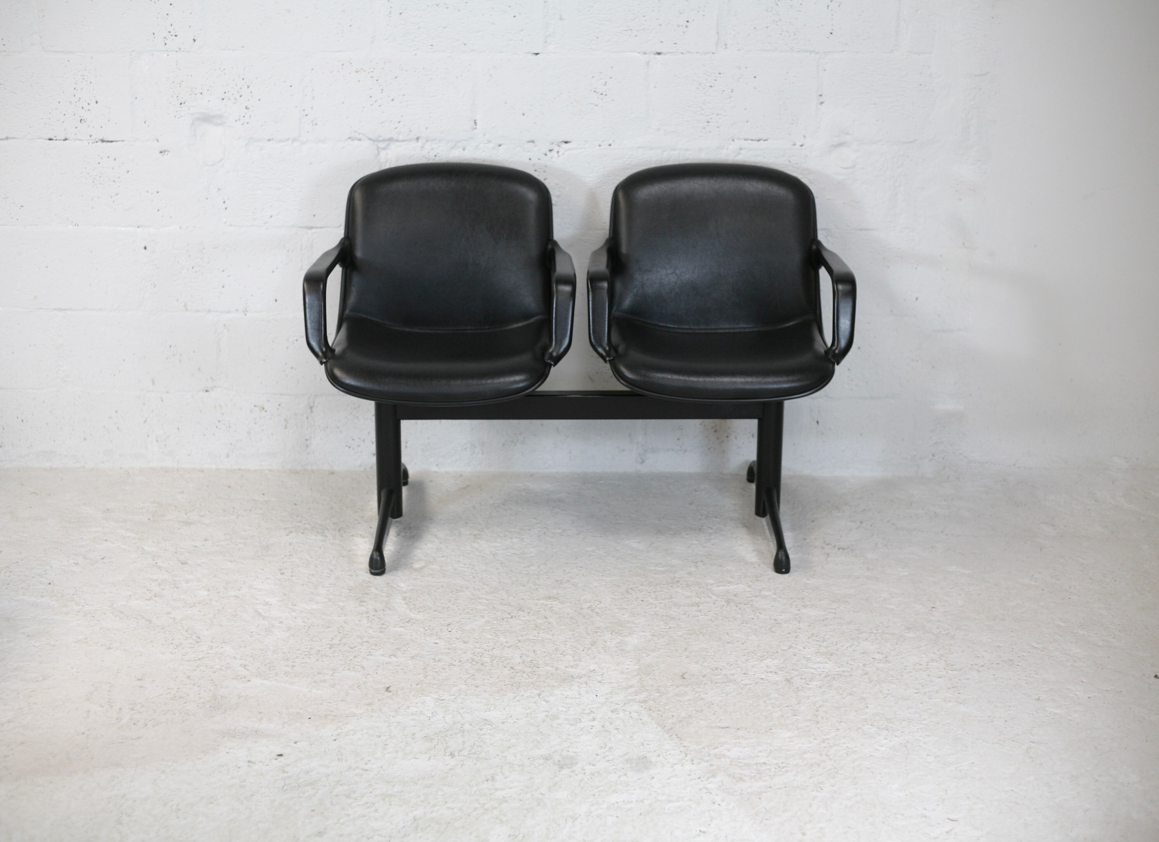 Bench imitation leather and steel, Italy, circa 1970