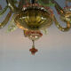 Venetian chandelier in green and red Murano glass, circa 1940.