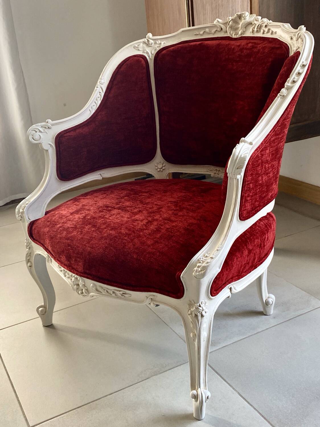 Old fully restored shepherdess armchair