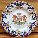 6 old Desvres Fourmaintraux Rouen dessert plates, Dinan model