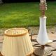 Old small lamp to put foot opaque glass, golden metal base