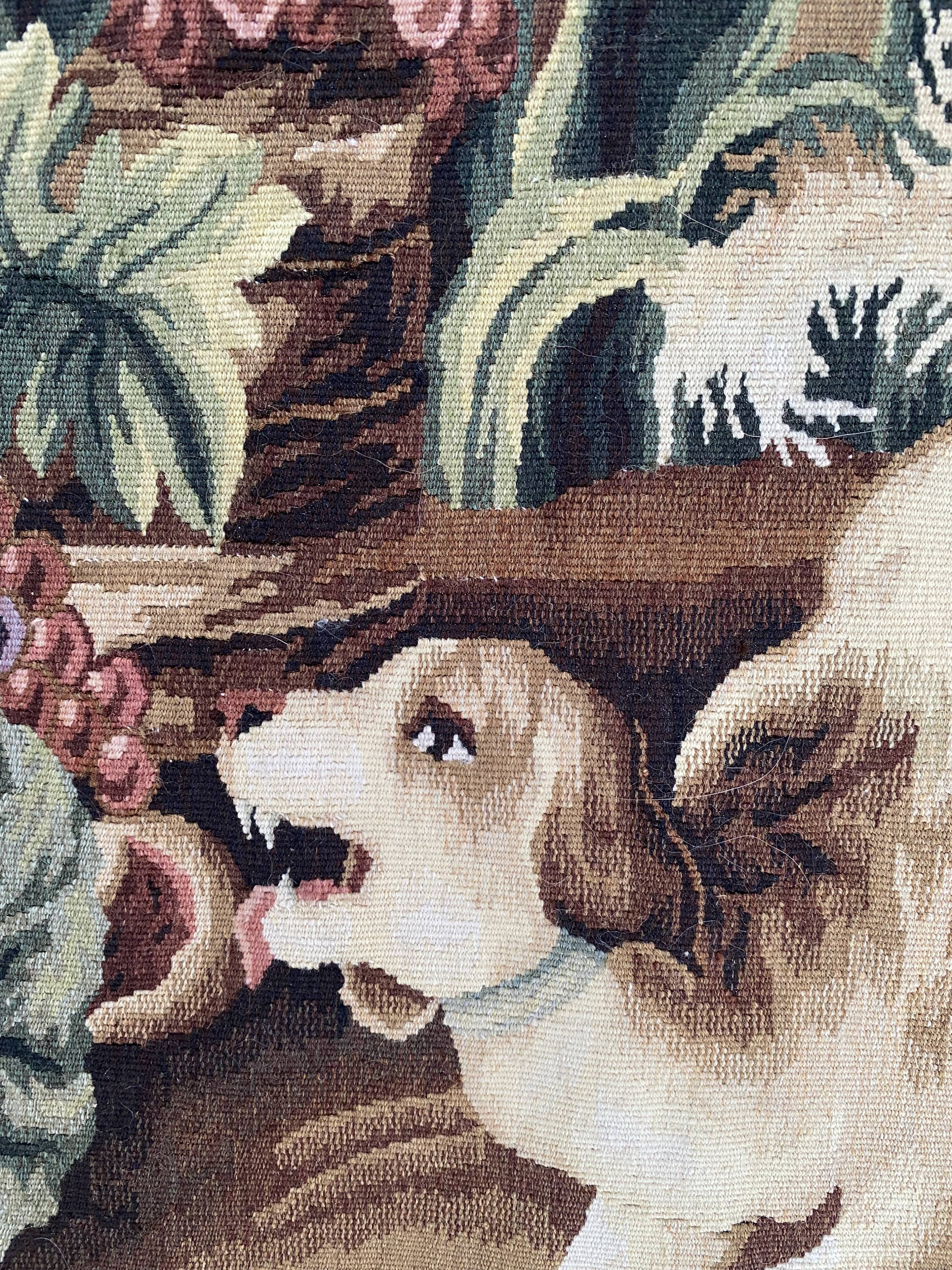 Handmade aubusson vintage tapestry 116x149 cm