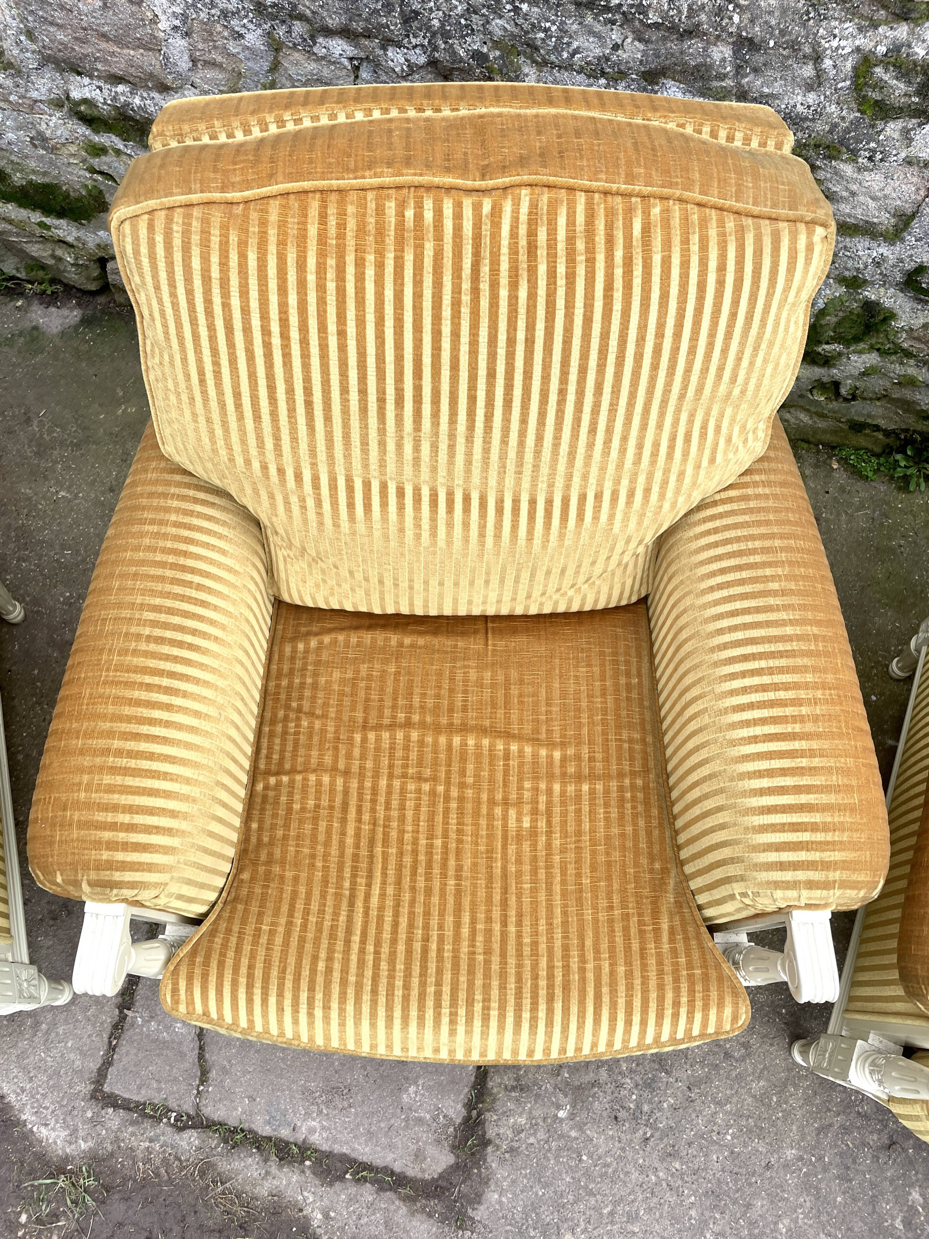 Pair of cosy armchairs by Jean Prevost in mustard velvet, 1970.