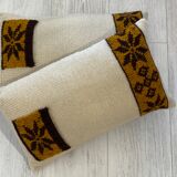 Pair of vintage retro wool knitted cushions