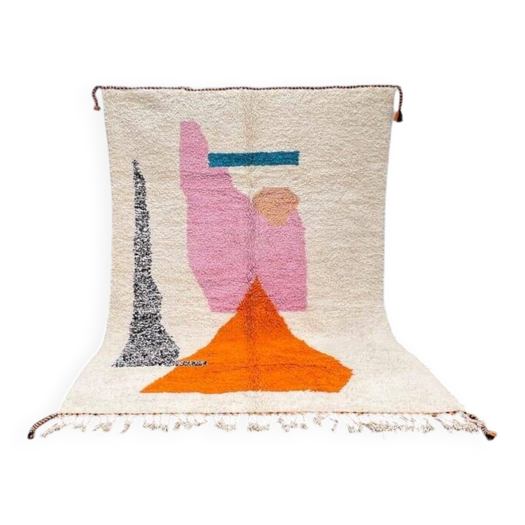 Berber rug in pure wool, colored, size 150 x 250 cm