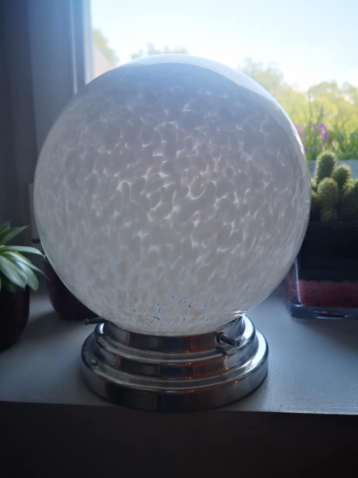 Ceiling light globe ball lampshade white opaline Clichy speckled