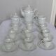 Service à café porcelaine Limoges ulim 12 pieces decor argente fond blanc