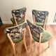 Chairs year 50/60, restored in green velvet and jungle parrot