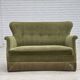 1970s, Danish 2-seater sofa, light green furniture velour.