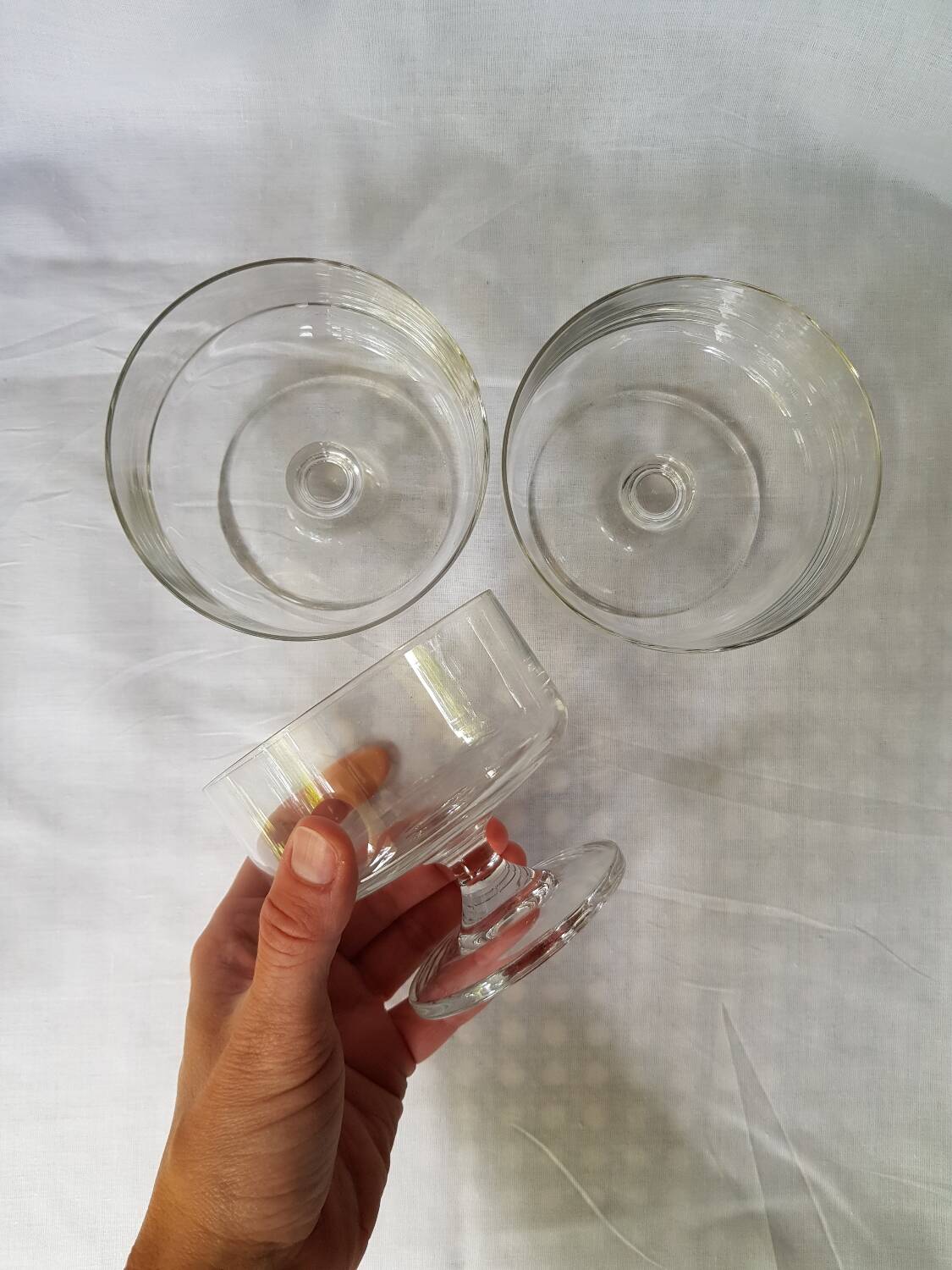 Ensemble de 3 tasses à dessert vintage en verre