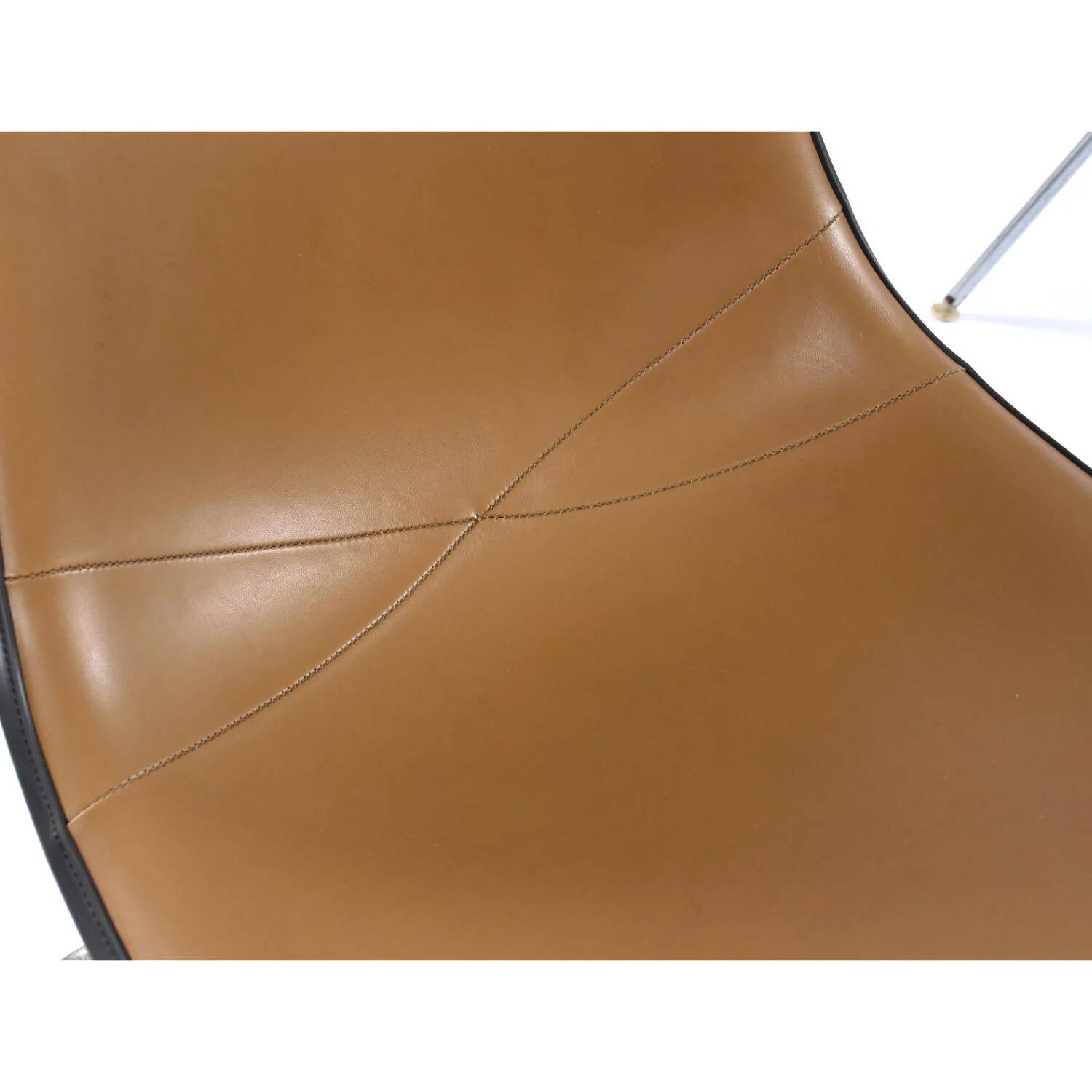 6 Herman Miller Eames stacking shell chairs with brown naugahyde pads