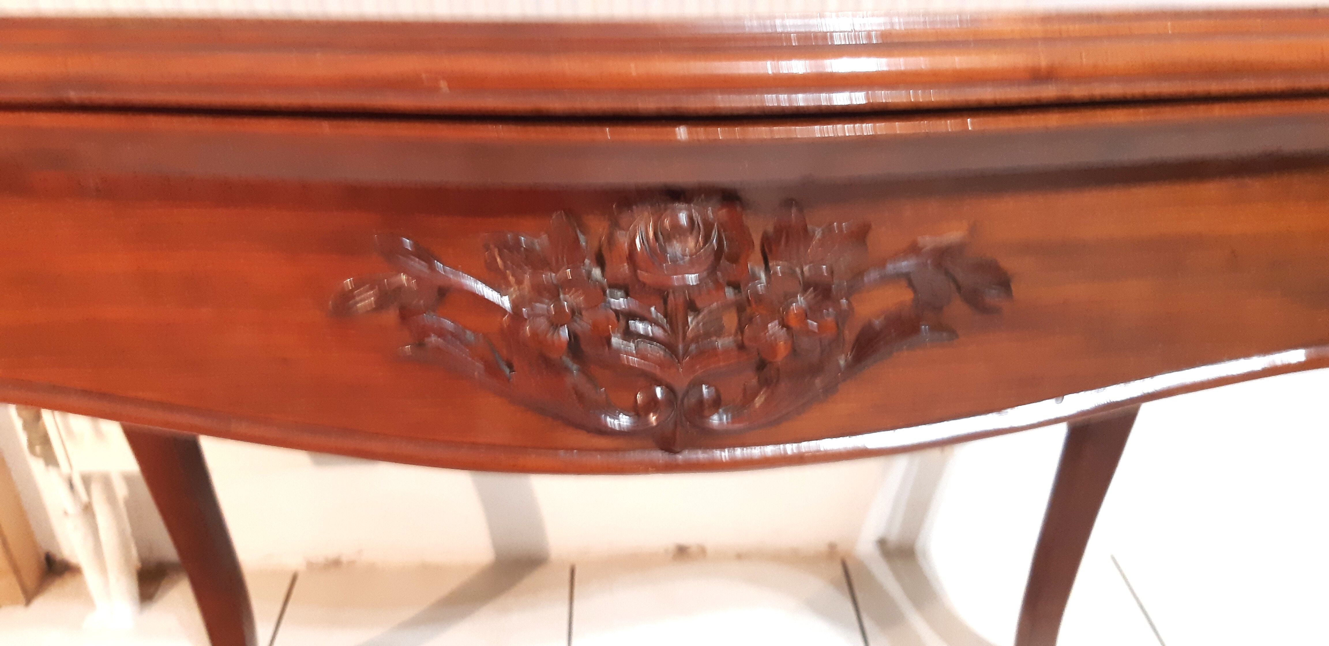 Console, table of games style Louis XV late nineteenth in mahogany