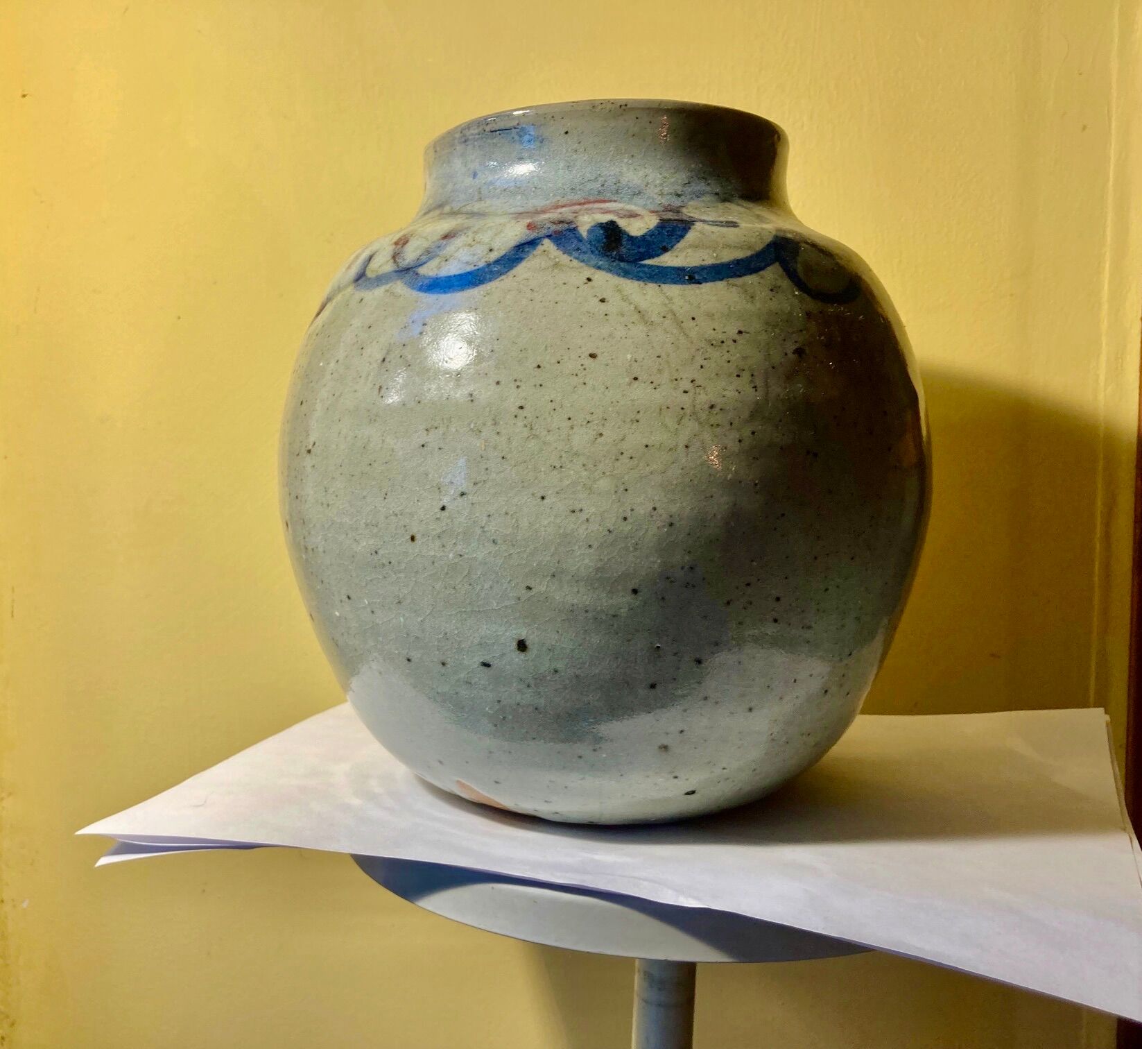 Vase pensu , enamelled ceramic, marking to be identified n°3 bis vintage