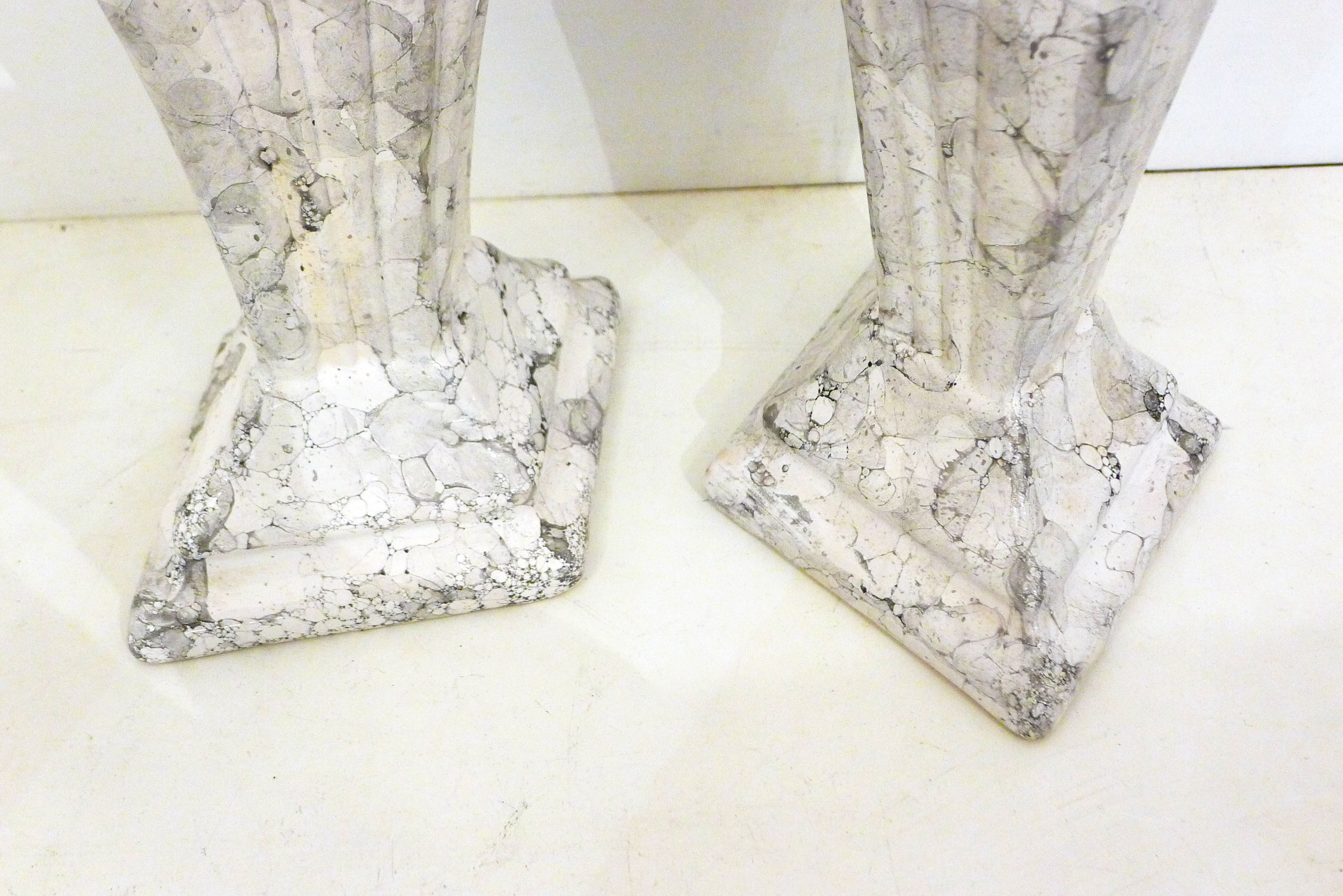 Pair of marble fan vases