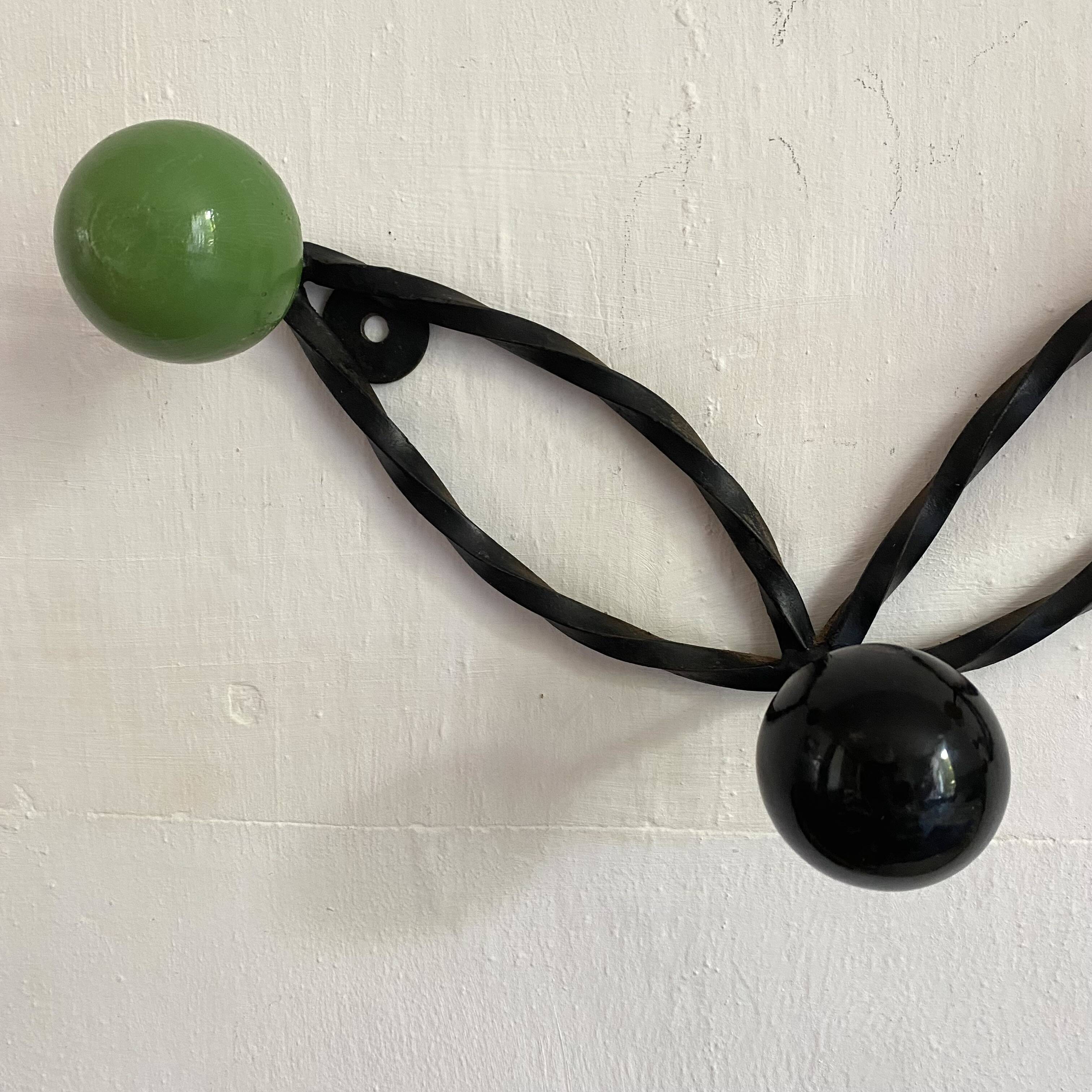 Wall-mounted coat rack with balls, Feraud style, 1960s