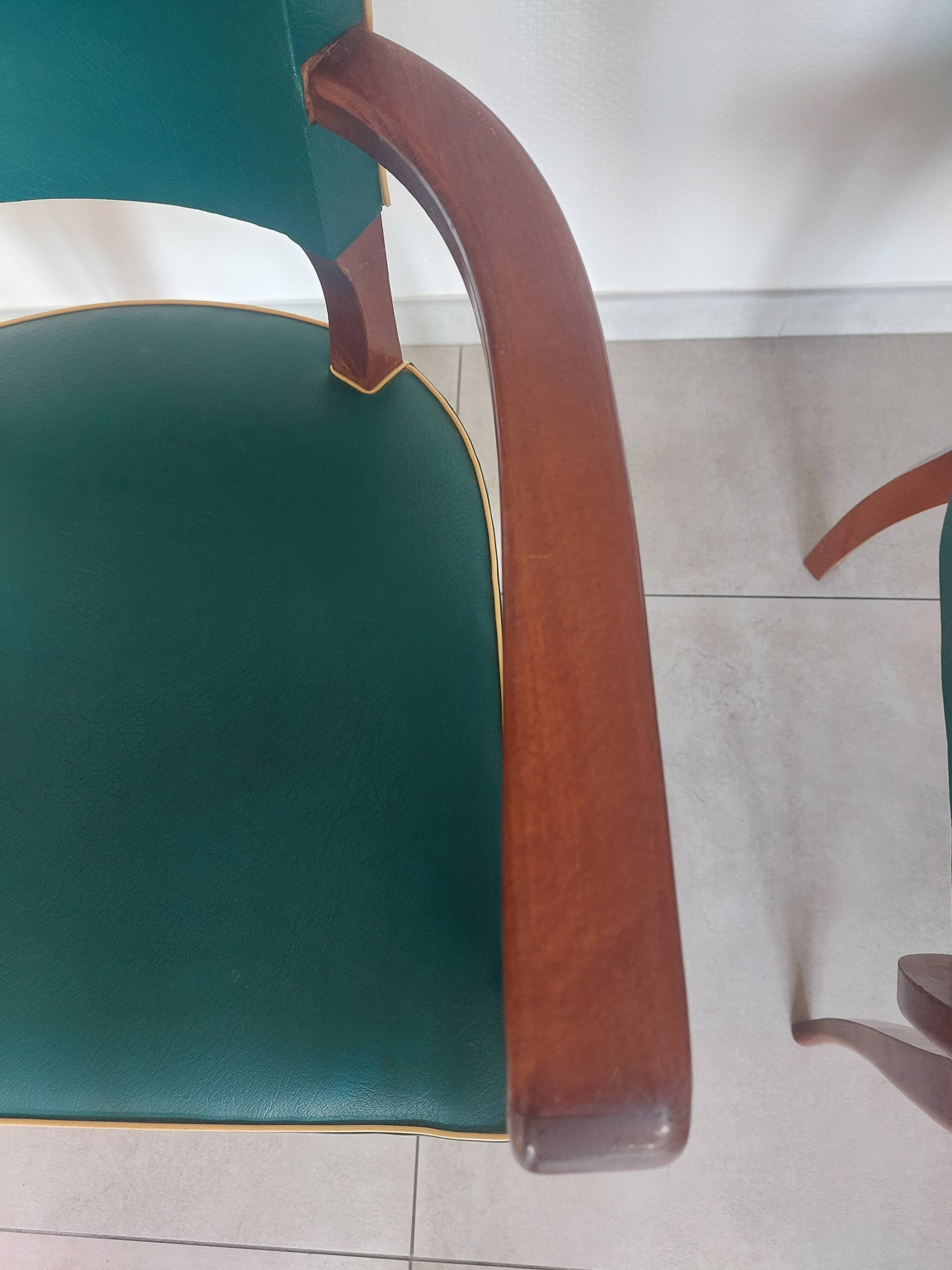 pair of green bridge armchairs