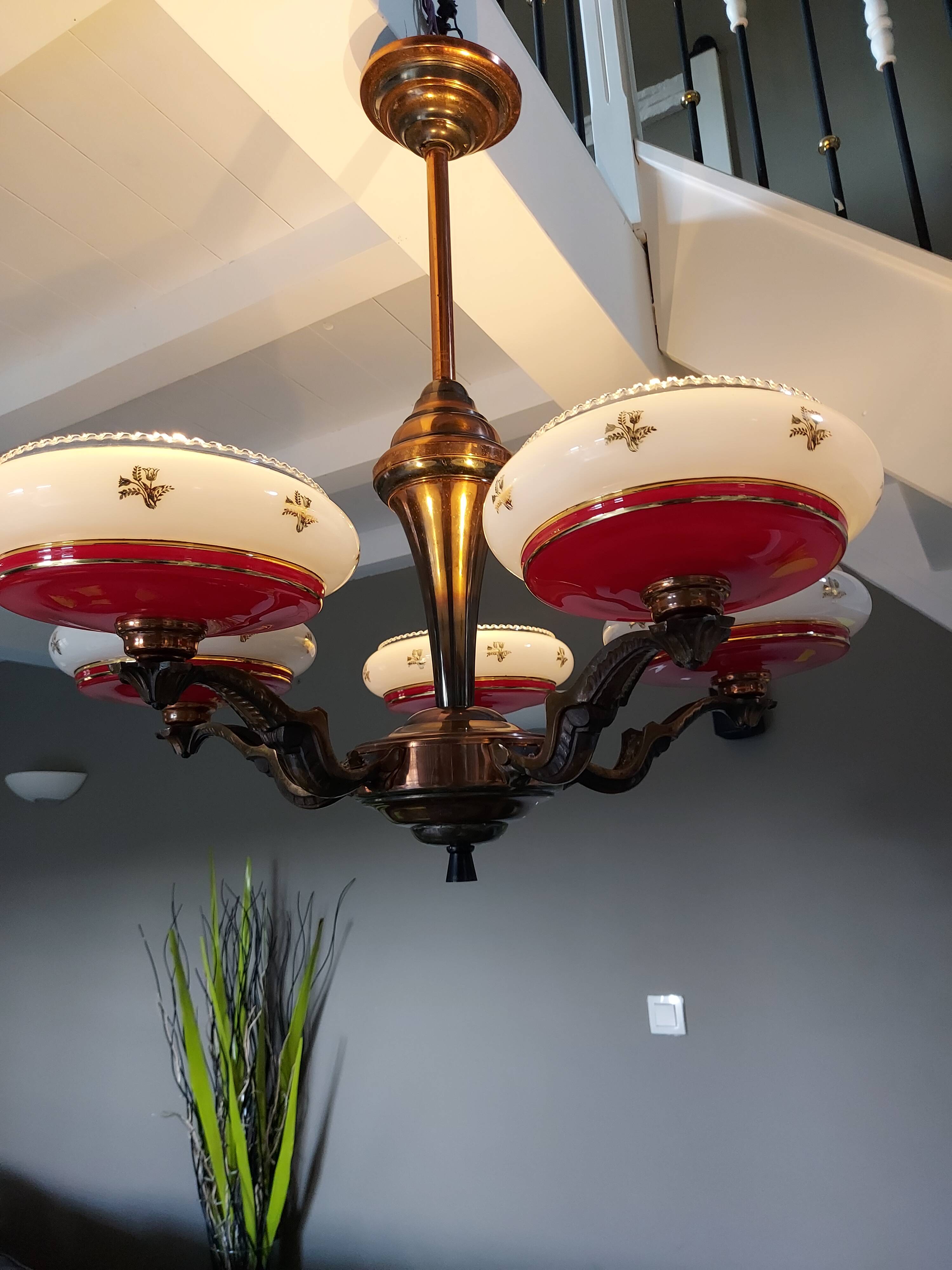 Vintage chandelier Art Deco vintage 1950