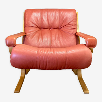 Fauteuil cuir "Design Scandinave" 1960