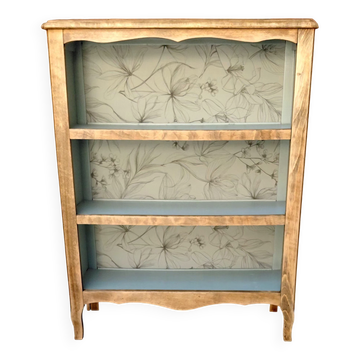 Petite bibliothèque vintage upcyclée – Bois et fond floral