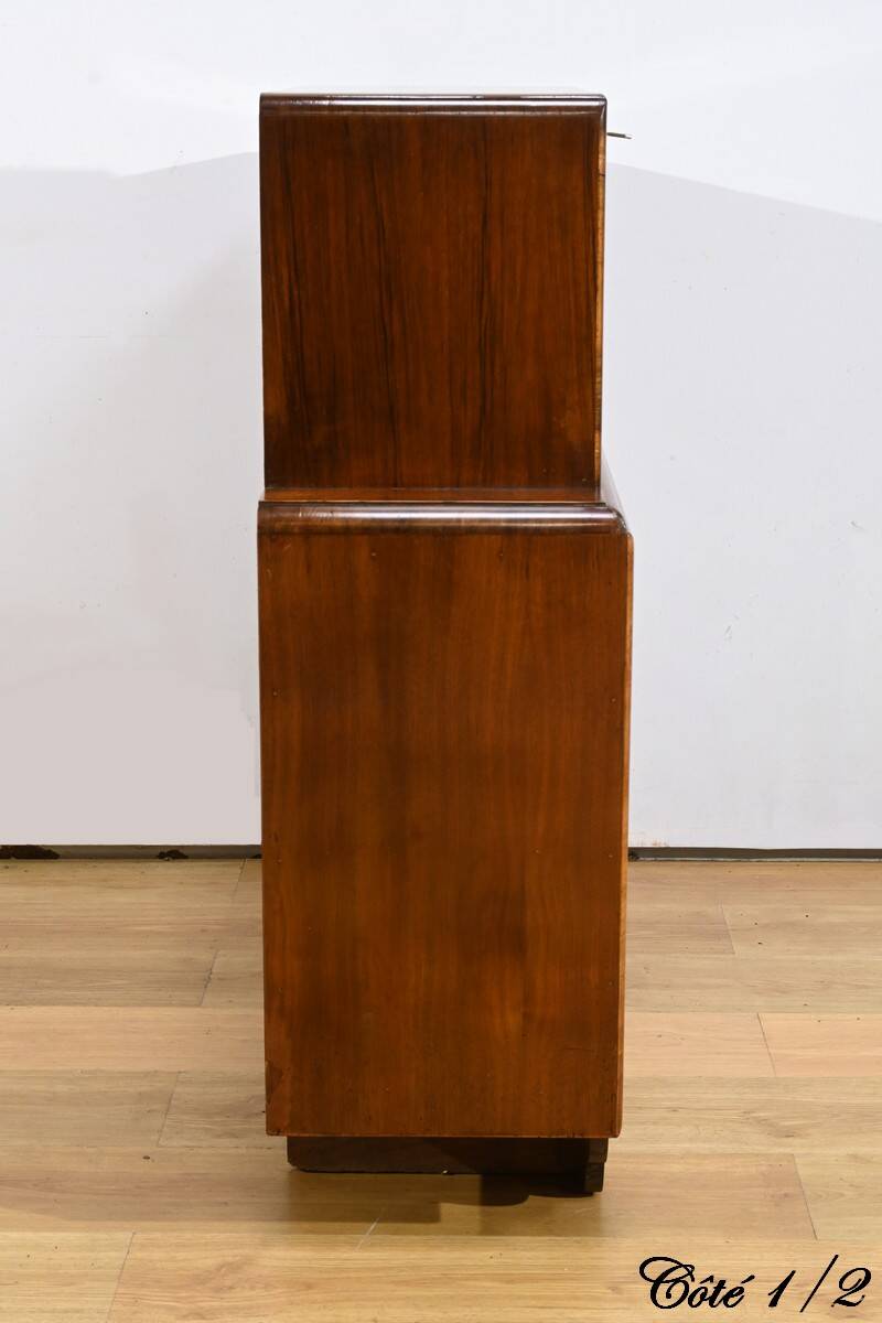 Meuble Vitré Rurka en Ronce de Noyer, Art Déco – 1940