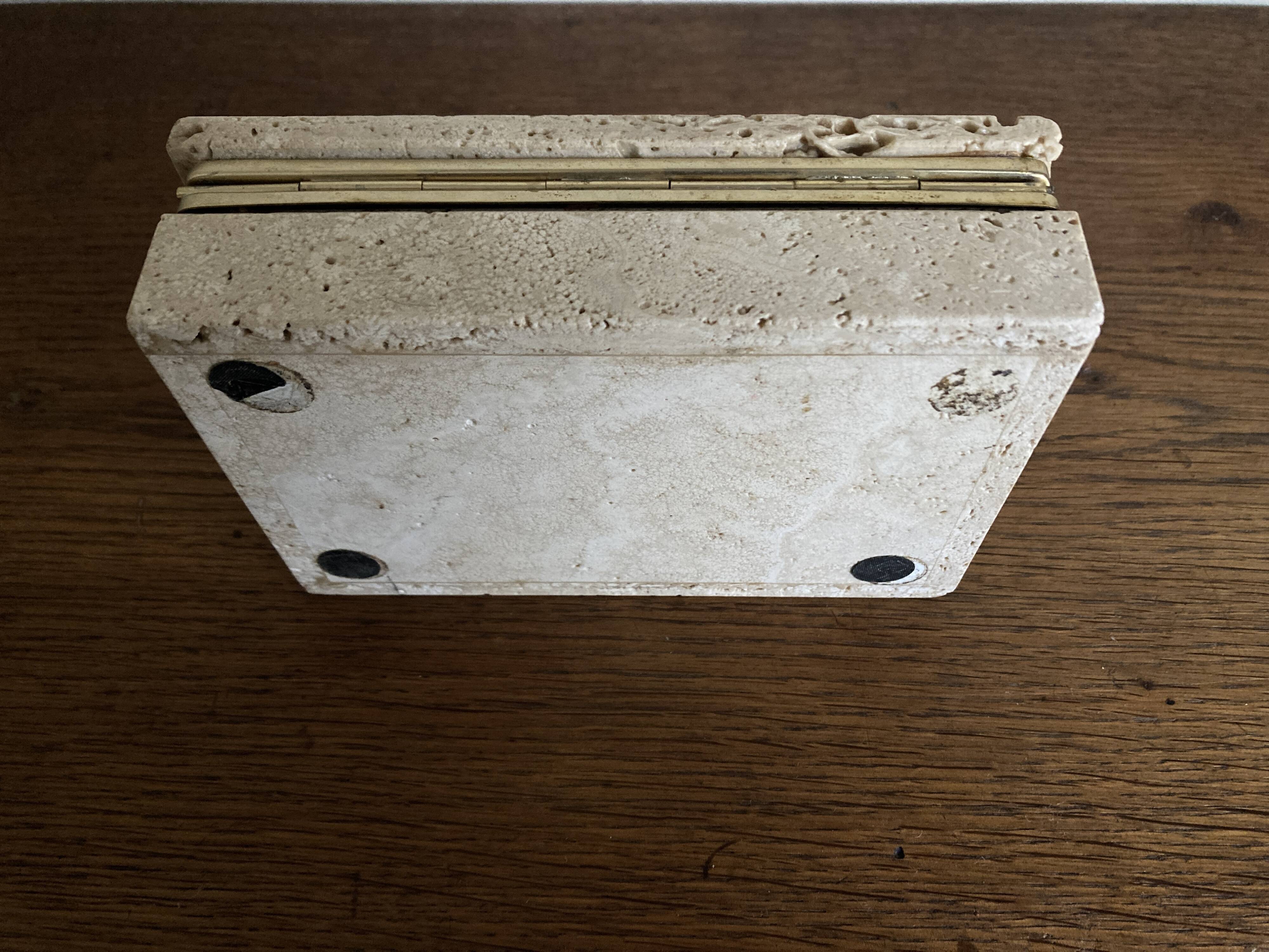Travertine trinket box, Cerri Nestore, Italian work, 1970