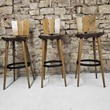 Set of 3 vintage 1970s bar stools
