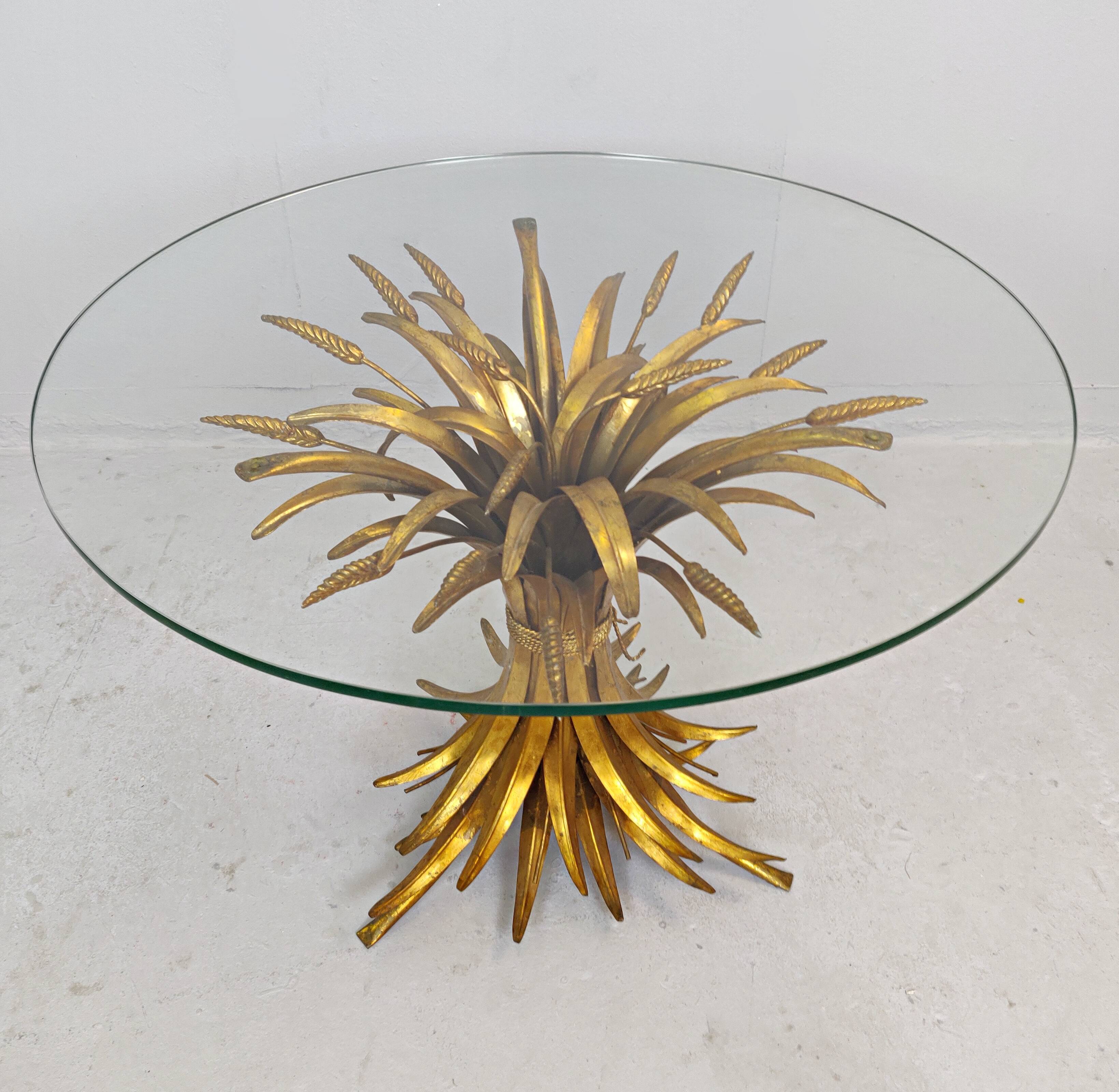 Gilt metal coffee table style Coco Chanel France 1960s