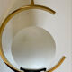 Suspension mid-century laiton et verre opalin